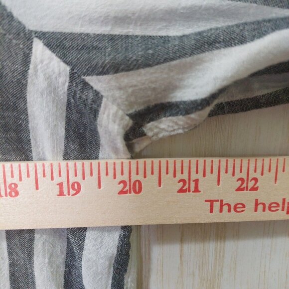 Lucky Brand Top Womens Med. Gray Striped Button Up Roll Tab Long Sleeve - Picture 10 of 11